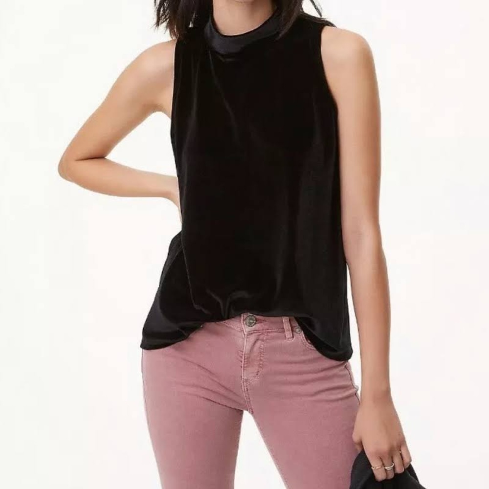 NWOT Loft Velvet High Neck Sleeveless Flowy Top